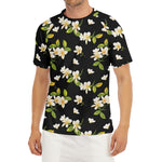 Vintage Plumeria Flower Pattern Print Men's Short Sleeve Rash Guard