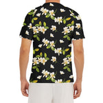 Vintage Plumeria Flower Pattern Print Men's Short Sleeve Rash Guard