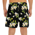 Vintage Plumeria Flower Pattern Print Men's Split Running Shorts