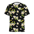 Vintage Plumeria Flower Pattern Print Men's Athletic T-Shirt