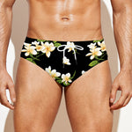 Vintage Plumeria Flower Pattern Print Men's Swim Briefs