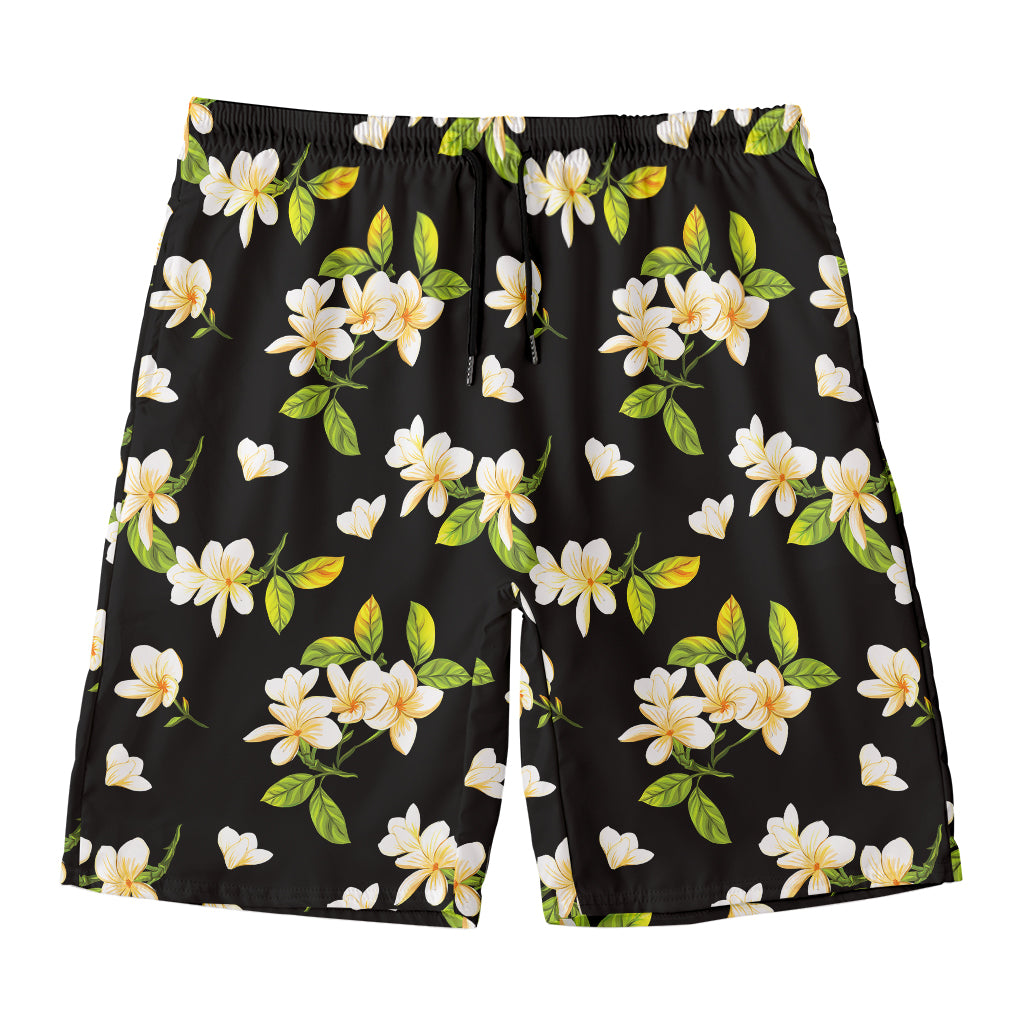 Vintage Plumeria Flower Pattern Print Men's Swim Trunks
