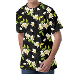 Vintage Plumeria Flower Pattern Print Men's Velvet T-Shirt