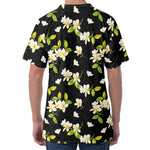 Vintage Plumeria Flower Pattern Print Men's Velvet T-Shirt