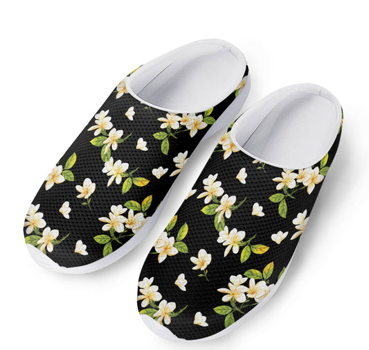 Vintage Plumeria Flower Pattern Print Mesh Casual Shoes