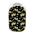 Vintage Plumeria Flower Pattern Print Mesh Laundry Hamper