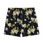 Vintage Plumeria Flower Pattern Print Mesh Shorts