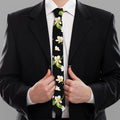 Vintage Plumeria Flower Pattern Print Necktie