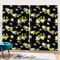 Vintage Plumeria Flower Pattern Print Pencil Pleat Curtains