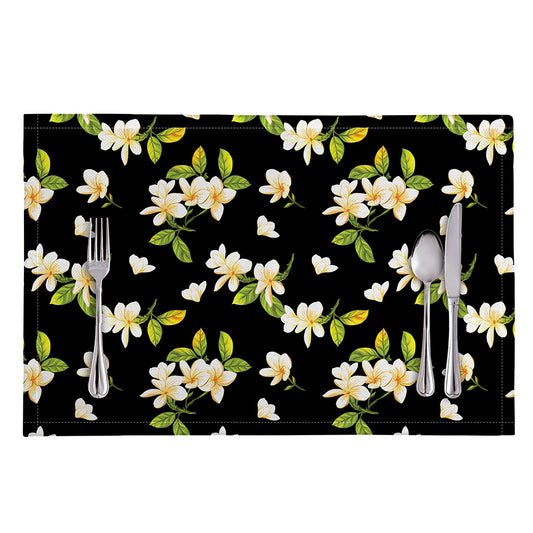Vintage Plumeria Flower Pattern Print Placemat