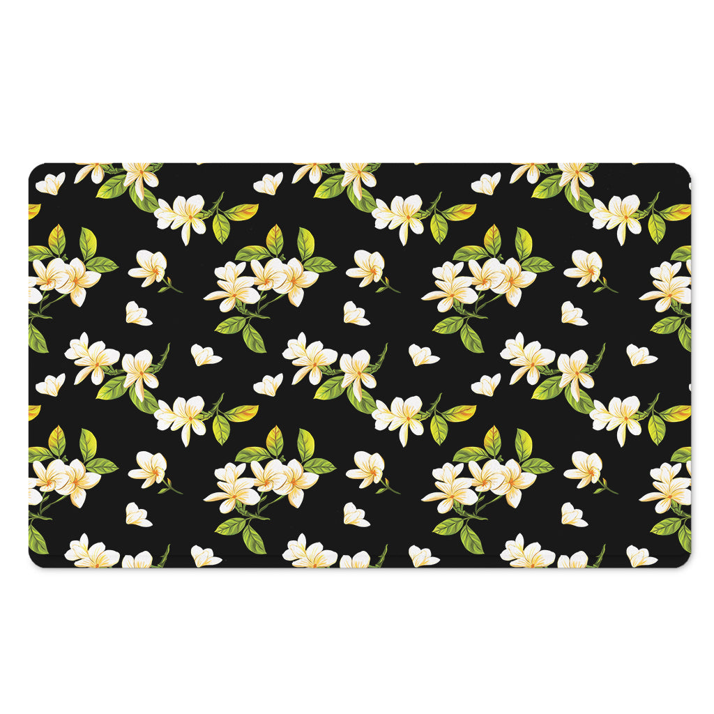 Vintage Plumeria Flower Pattern Print Polyester Doormat