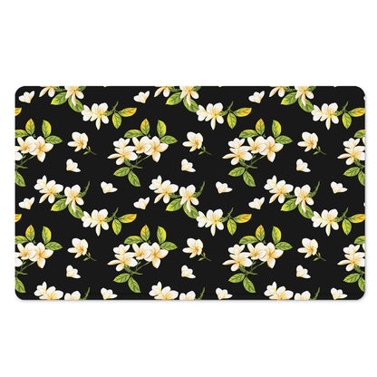 Vintage Plumeria Flower Pattern Print Polyester Doormat