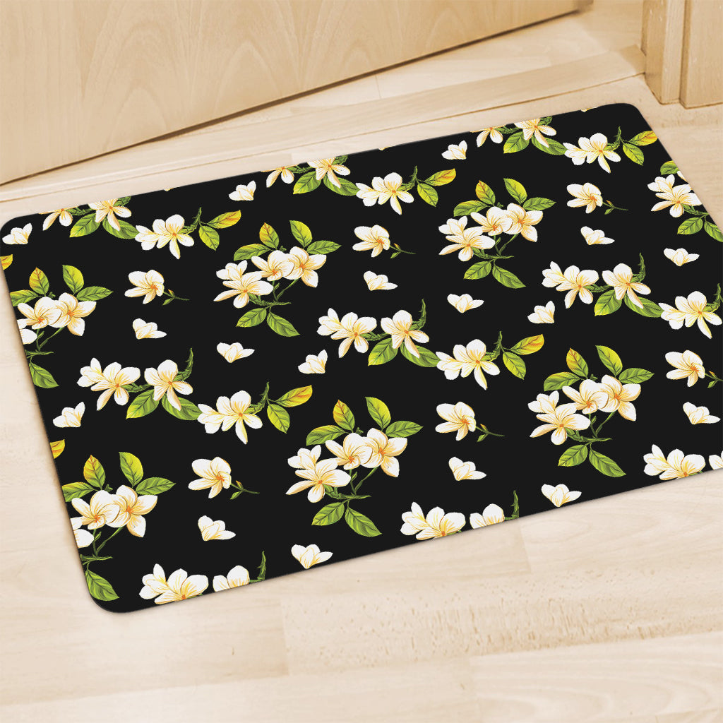 Vintage Plumeria Flower Pattern Print Polyester Doormat
