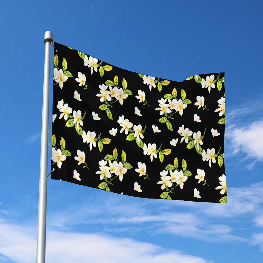 Vintage Plumeria Flower Pattern Print Polyester Flag