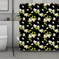 Vintage Plumeria Flower Pattern Print Polyester Shower Curtain