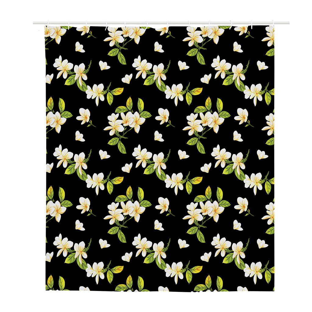 Vintage Plumeria Flower Pattern Print Polyester Shower Curtain