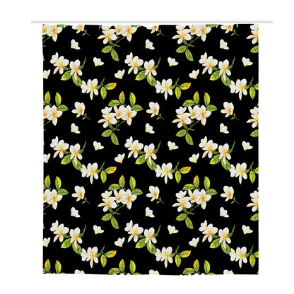 Vintage Plumeria Flower Pattern Print Polyester Shower Curtain
