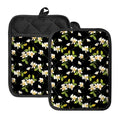 Vintage Plumeria Flower Pattern Print Pot Holders With Pocket
