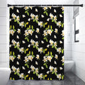 Vintage Plumeria Flower Pattern Print Premium Shower Curtain