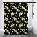 Vintage Plumeria Flower Pattern Print Premium Shower Curtain