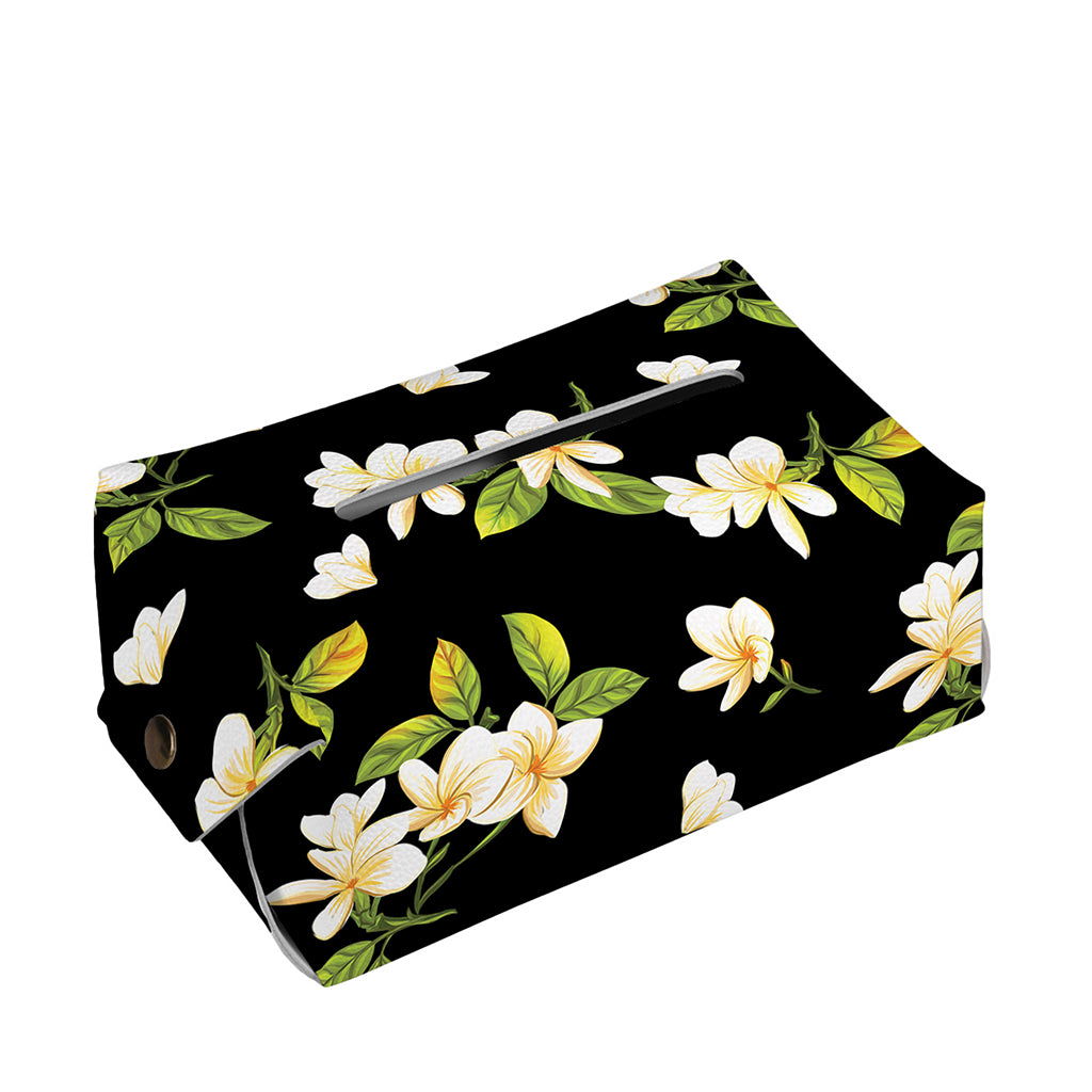 Vintage Plumeria Flower Pattern Print Rectangle Tissue Box Cover