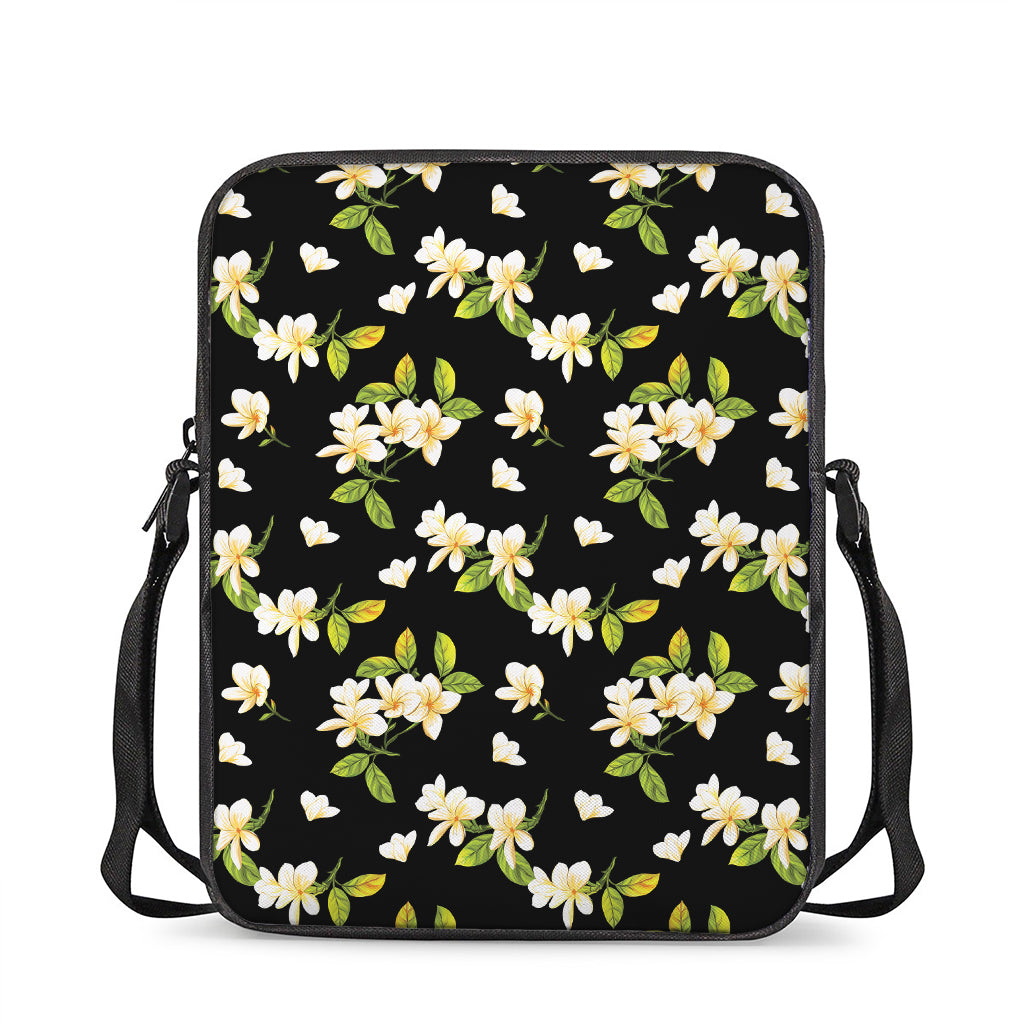 Vintage Plumeria Flower Pattern Print Rectangular Crossbody Bag