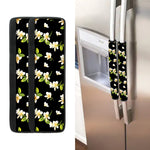 Vintage Plumeria Flower Pattern Print Refrigerator Handle Covers