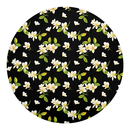Vintage Plumeria Flower Pattern Print Round Blanket