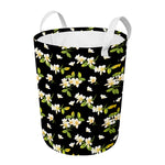 Vintage Plumeria Flower Pattern Print Round Laundry Basket