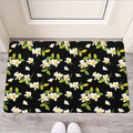 Vintage Plumeria Flower Pattern Print Rubber Doormat