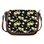Vintage Plumeria Flower Pattern Print Saddle Bag
