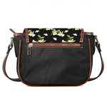 Vintage Plumeria Flower Pattern Print Saddle Bag