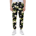 Vintage Plumeria Flower Pattern Print Joggers