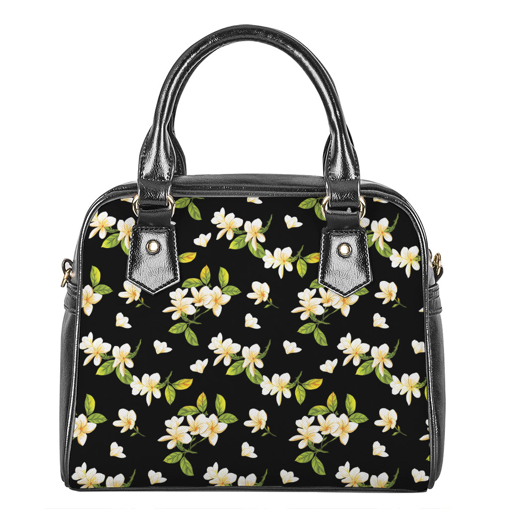 Vintage Plumeria Flower Pattern Print Shoulder Handbag