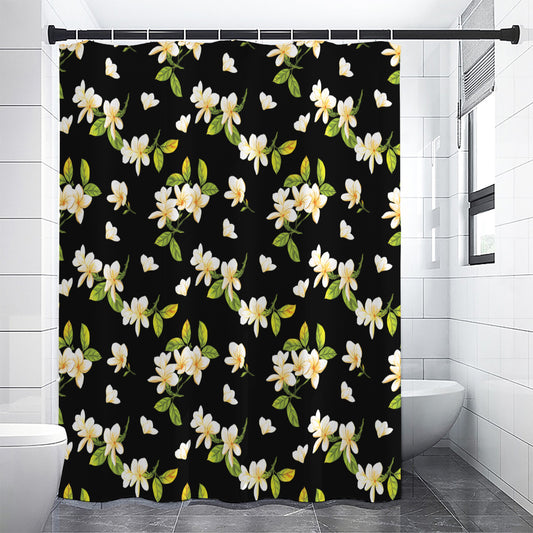 Vintage Plumeria Flower Pattern Print Shower Curtain