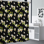 Vintage Plumeria Flower Pattern Print Shower Curtain