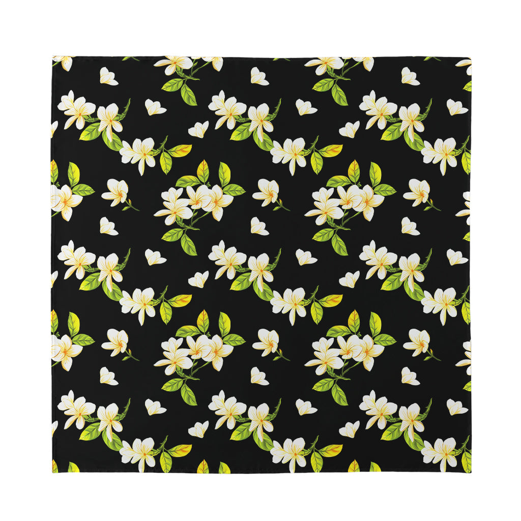 Vintage Plumeria Flower Pattern Print Silk Bandana