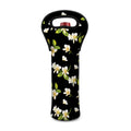 Vintage Plumeria Flower Pattern Print Single Neoprene Wine Tote
