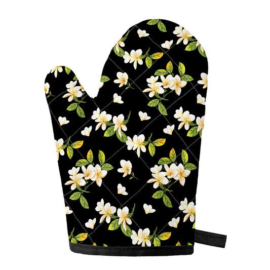 Vintage Plumeria Flower Pattern Print Single Oven Mitt