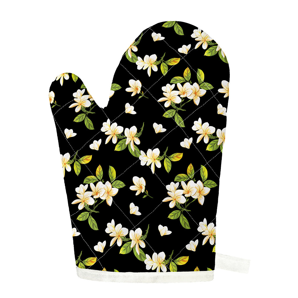 Vintage Plumeria Flower Pattern Print Single Oven Mitt