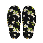 Vintage Plumeria Flower Pattern Print Slippers