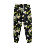 Vintage Plumeria Flower Pattern Print Sweatpants