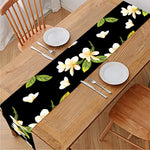 Vintage Plumeria Flower Pattern Print Table Runner