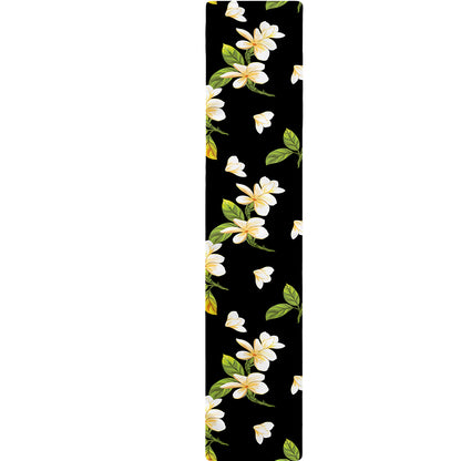 Vintage Plumeria Flower Pattern Print Table Runner