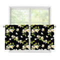 Vintage Plumeria Flower Pattern Print Tier Curtains