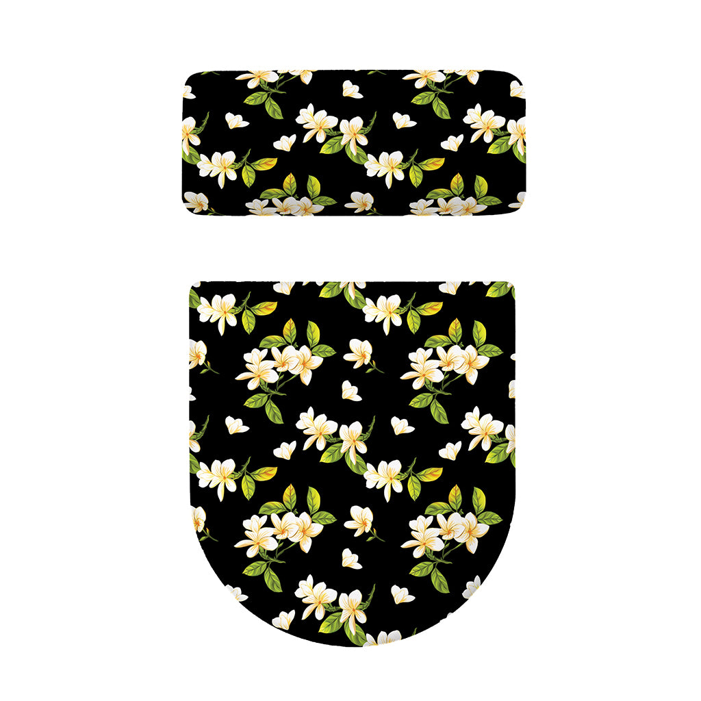 Vintage Plumeria Flower Pattern Print Toilet Lid And Tank Cover Set