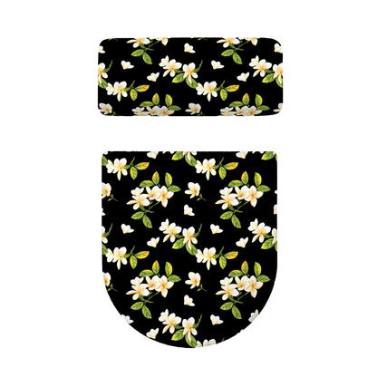 Vintage Plumeria Flower Pattern Print Toilet Lid And Tank Cover Set