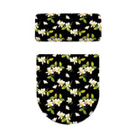 Vintage Plumeria Flower Pattern Print Toilet Lid And Tank Cover Set