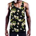Vintage Plumeria Flower Pattern Print Men's Workout Tank Top