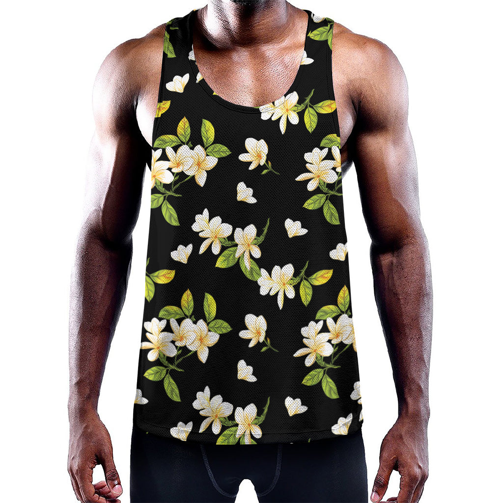 Vintage Plumeria Flower Pattern Print Training Tank Top